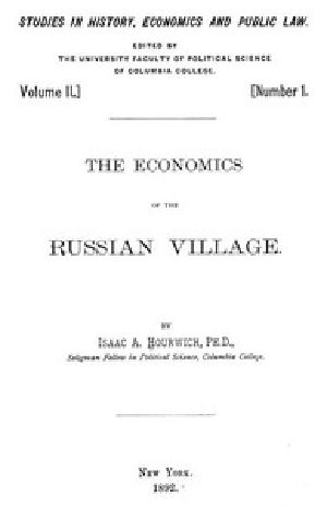 [Gutenberg 50023] • The Economics of the Russian Village